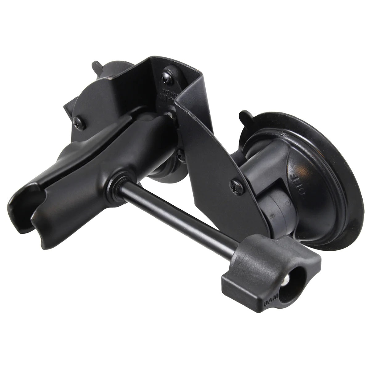 RAM Twist-Lock Dual Suction Cup Base with Socket Arm & Retention Knob - 1" Ball, B Size | RAM-B-189B-201-ALA1-KRU
