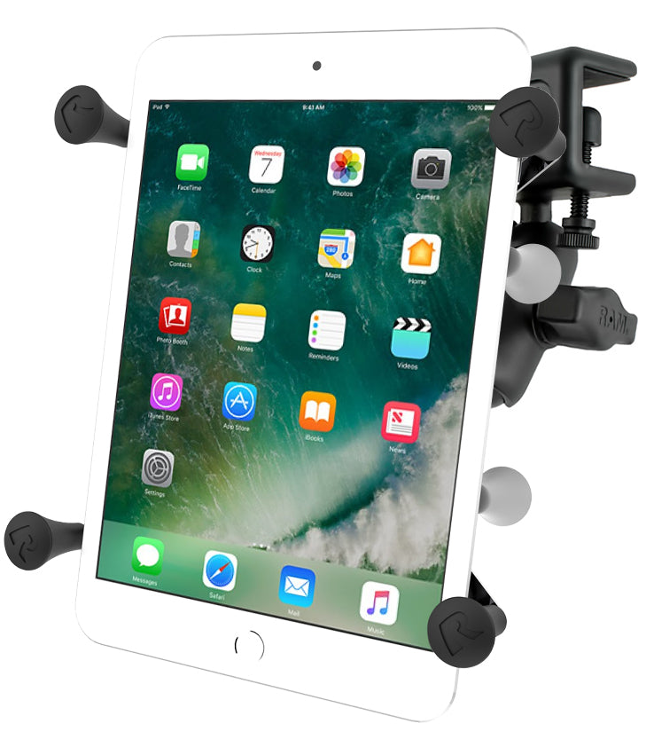 RAM® X-Grip® 7”-8” Tablet Mount with Glare Shield Clamp – Adjustable Ball & Socket System