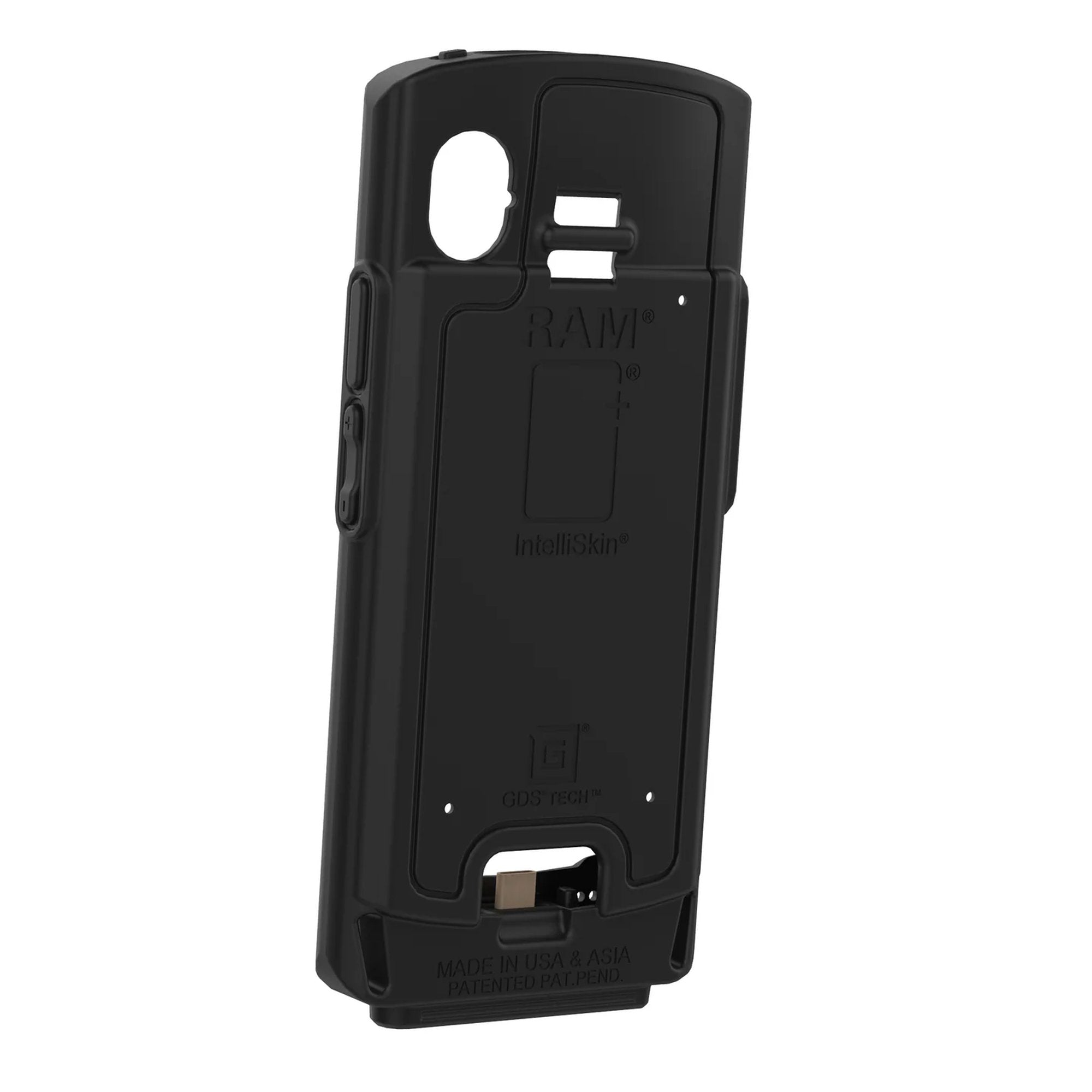 Rear view of RAM IntelliSkin Next Gen case for Zebra EC50 and EC55 with integrated GDS connector