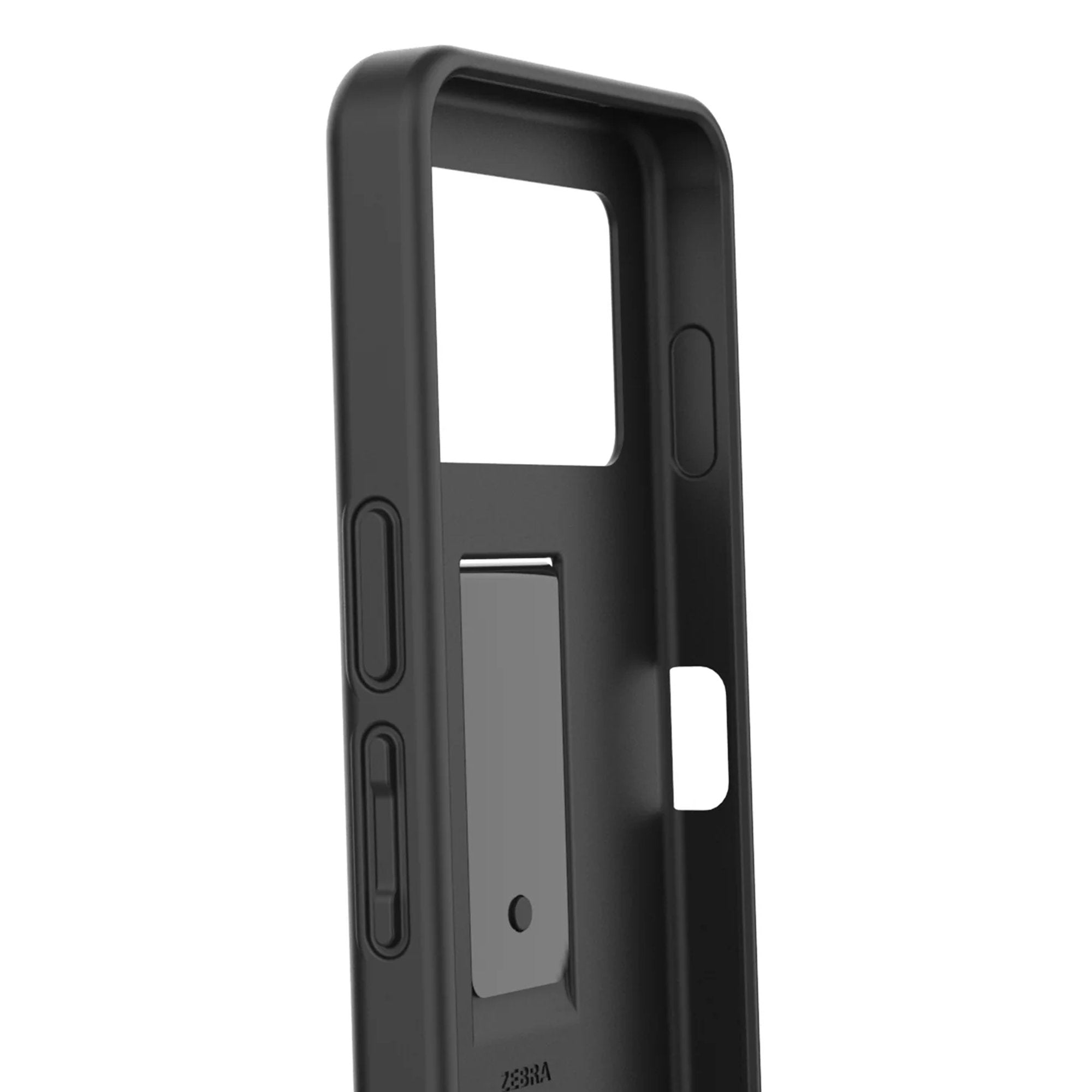 Angled rear view of IntelliSkin protectice sleeve for Zebra enterprise handheld