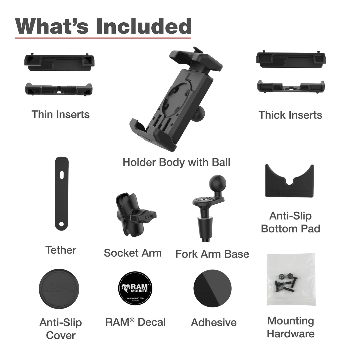 RAM® Quick-Grip™ Pro XL Motorcycle Fork Stem Phone Mount – Short Arm