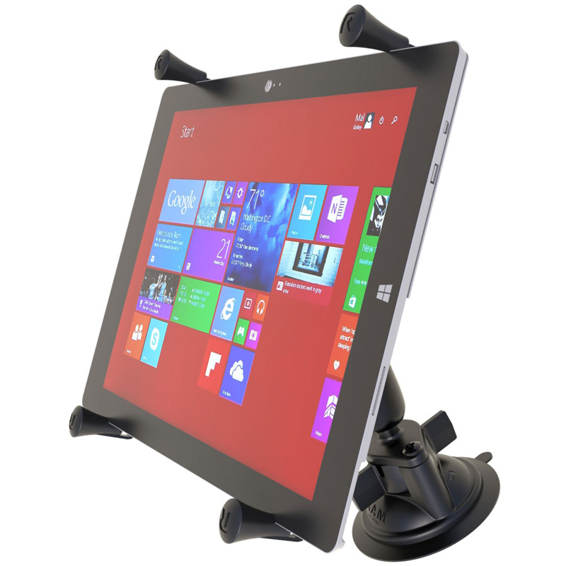 RAM® X-Grip® 12–13" Tablet Suction Cup Mount | Heavy-Duty Twist-Lock Adjustable Holder