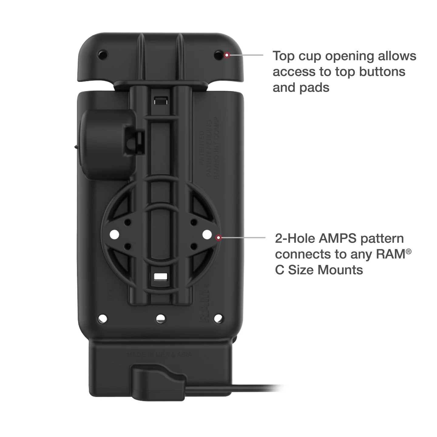 RAM® Powered USB-C Vehicle Dock for Zebra EM45 | AMPS Mount Ready