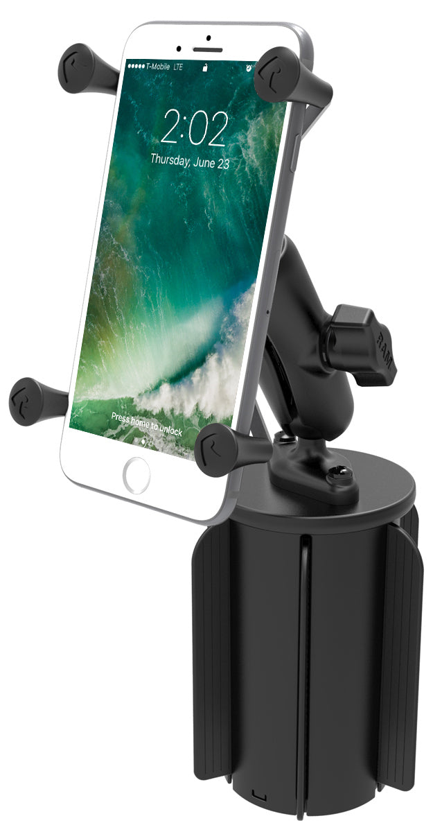RAM X-Grip Large Phone Holder with RAM-A-CAN™ Cup Holder Mount – Adjustable Car Mount for Smartphones & Phablets