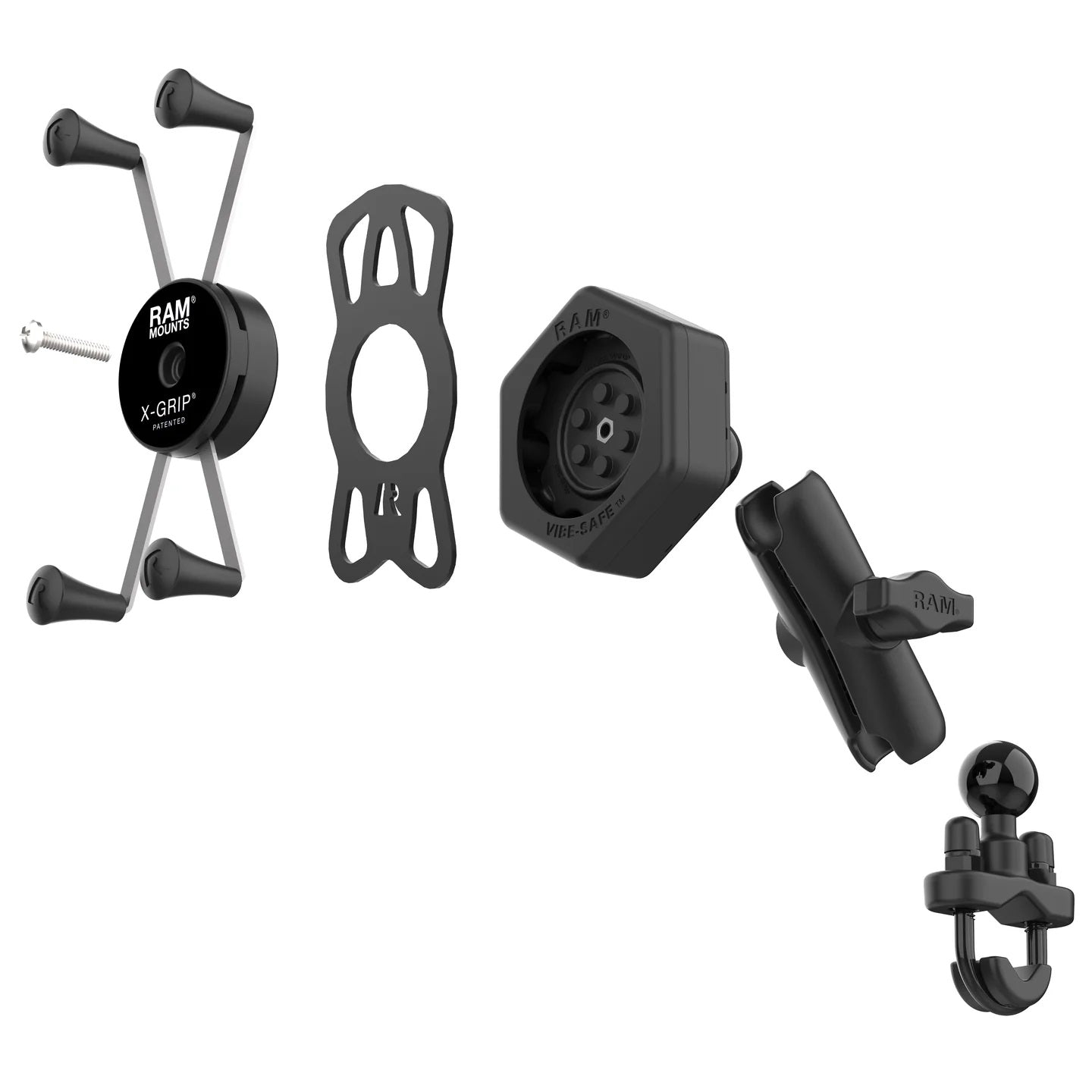 RAM X-Grip Large Phone Mount with Vibe-Safe & Handlebar U-Bolt Base - Medium Arm