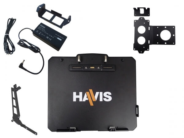 Havis Docking Station Package for Getac K120 Convertible Laptop with Triple Pass-Thru Antenna Connections, External Power Supply, Power Supply Mounting Bracket & Screen Support