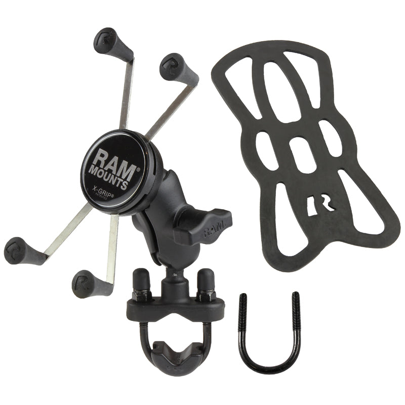 RAM X-Grip Large Phone Mount with Short Arm and Handlebar U-Bolt Base | Rugged Motorcycle Phone Holder