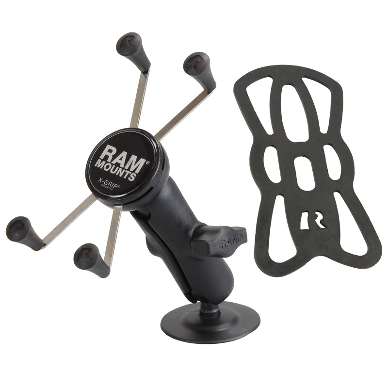 RAM® X-Grip® Large Phone Mount with Flex Adhesive Base – Universal Motorcycle, Car & Boat Smartphone Holder
