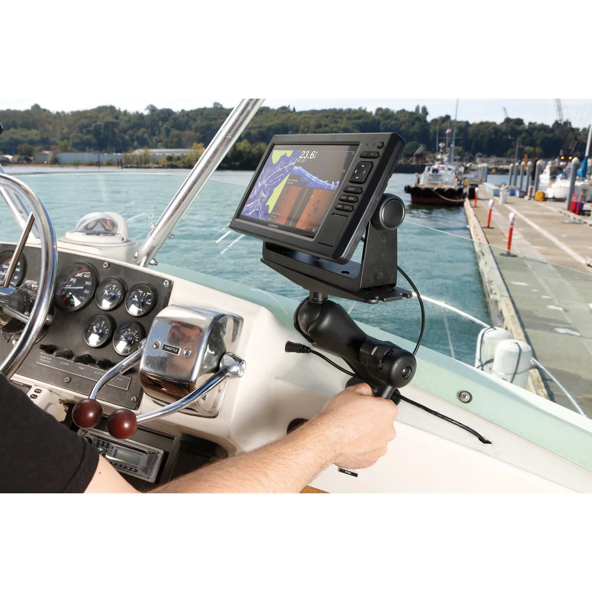 RAM Drill Down Marine Short Mount with Hi-Torq™ Wrench for 9" - 12" Fish Finders