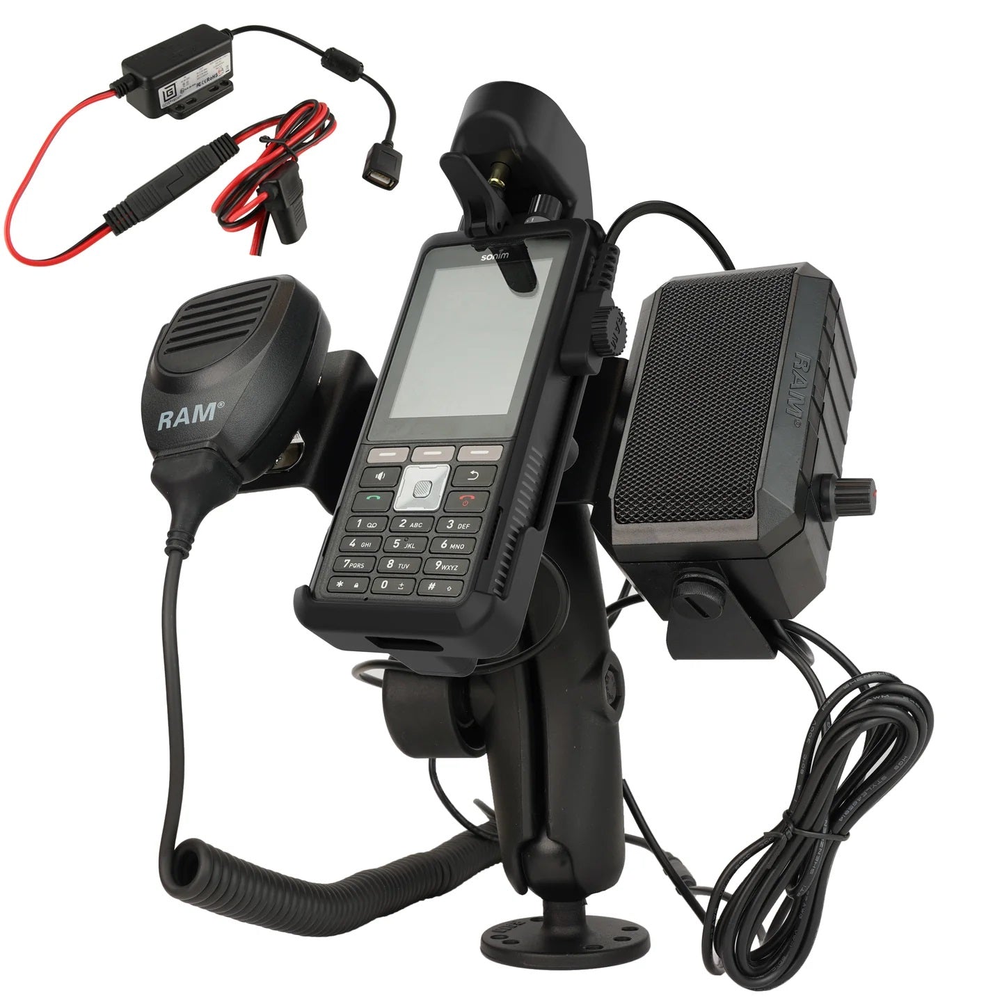 RAM Rugged Hardwired PTT Speaker Bundle with Powered Locking Dock for Sonim XP5plus
