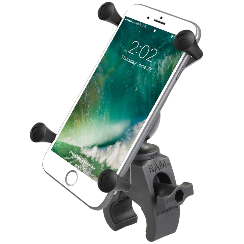RAM® X-Grip® Large Phone Mount with Tough-Claw™ Snap-Link Clamp – Universal Motorcycle & ATV Phone Holder