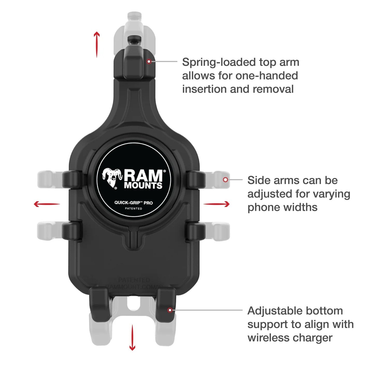 Phone Mount Holder – Quick-Grip Pro with Vibration Damper | RAM Mounts