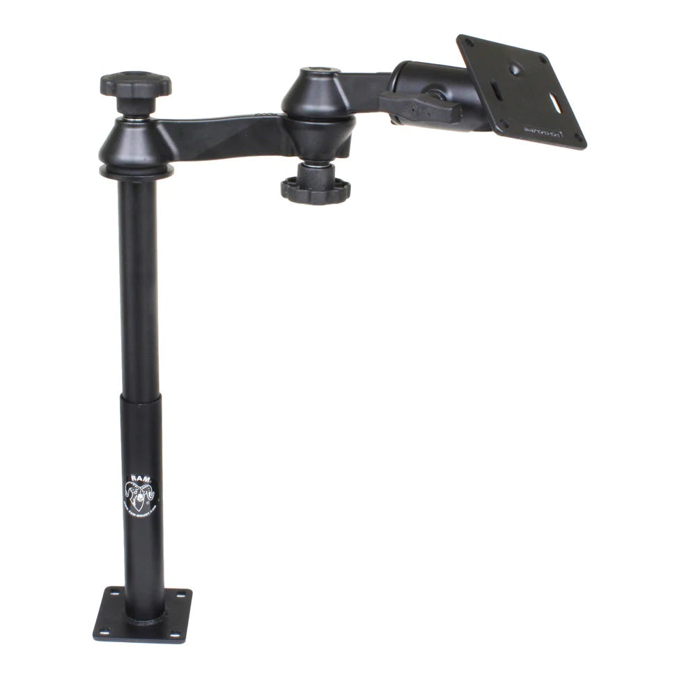 RAM Tele-Pole System w/ 12" & 9" Poles, Double Swing Arms & 75x75mm VESA Plate