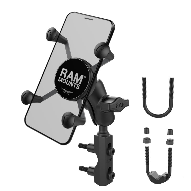 RAM X-Grip Motorcycle Phone Mount with Brake/Clutch Reservoir Base – Short Arm | Universal Motorcycle Cell Phone Holder