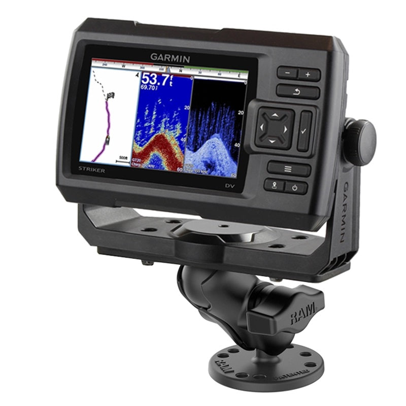 RAM Drill Down 1" Ball Short Mount with Universal Base for Fishfinders, Chartplotters and More