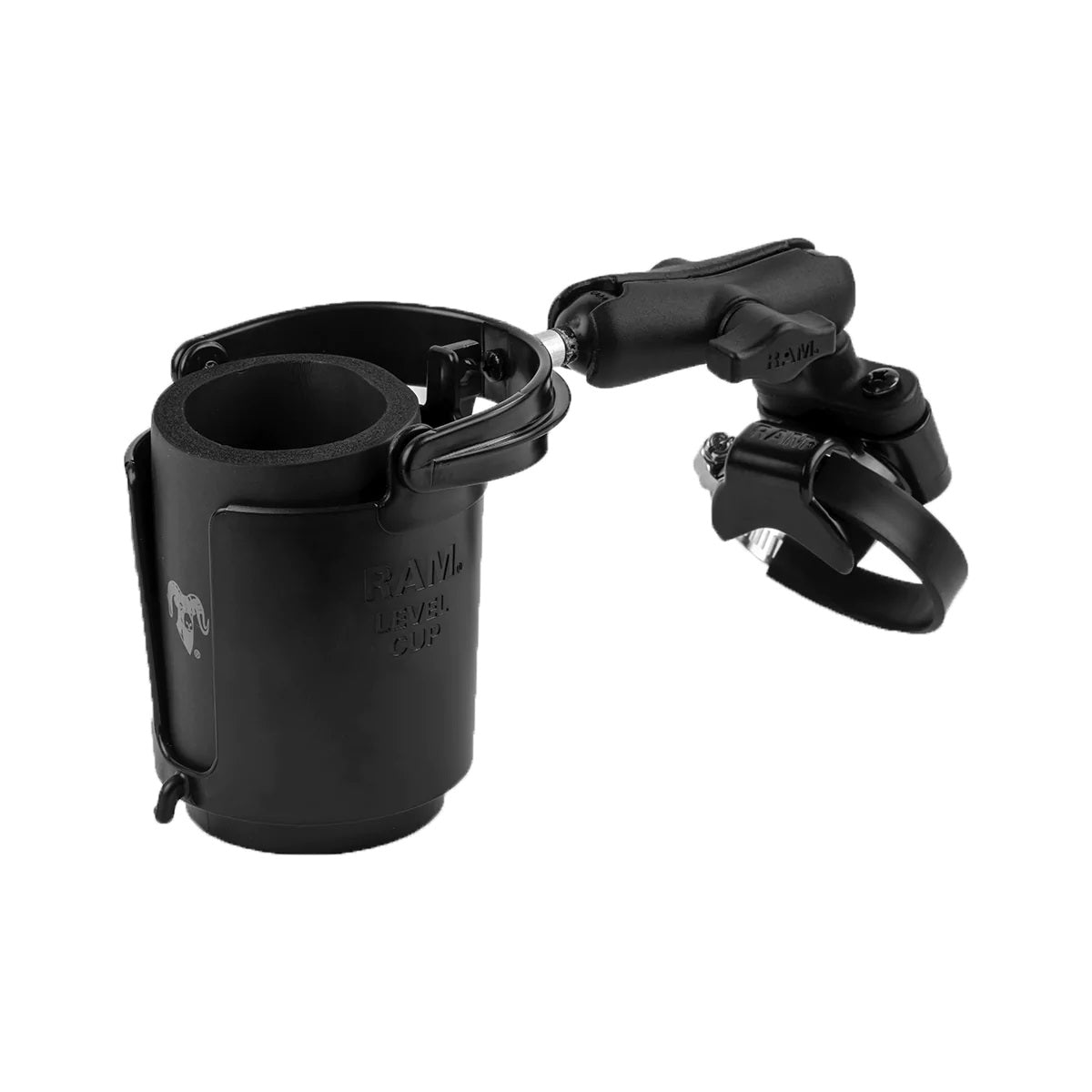 RAM ATV/UTV Rail Base Mount with Level Cup 16oz Drink Holder