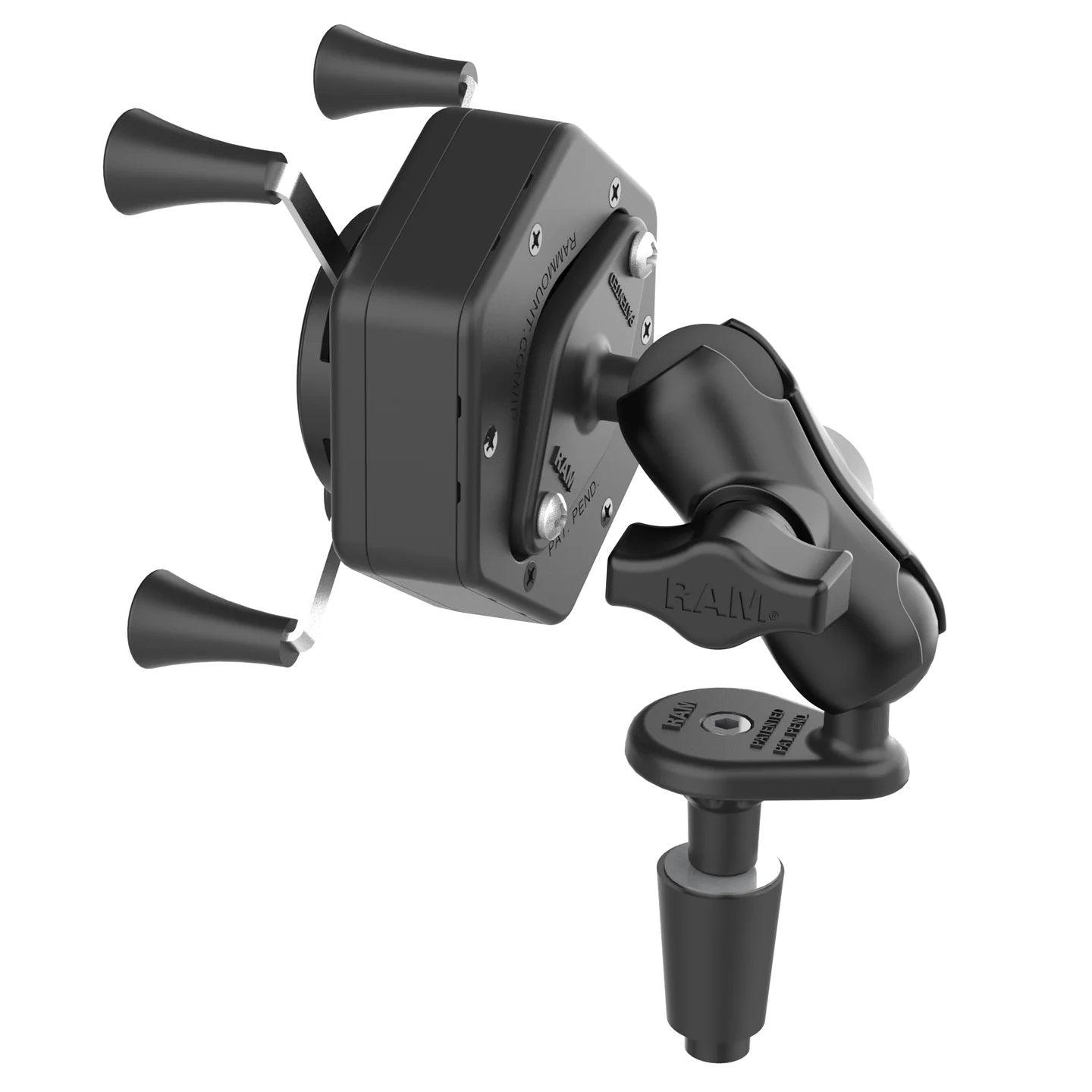 RAM X-Grip Motorcycle Phone Mount with Vibe-Safe Vibration Dampener & Fork Stem Base – Short Arm
