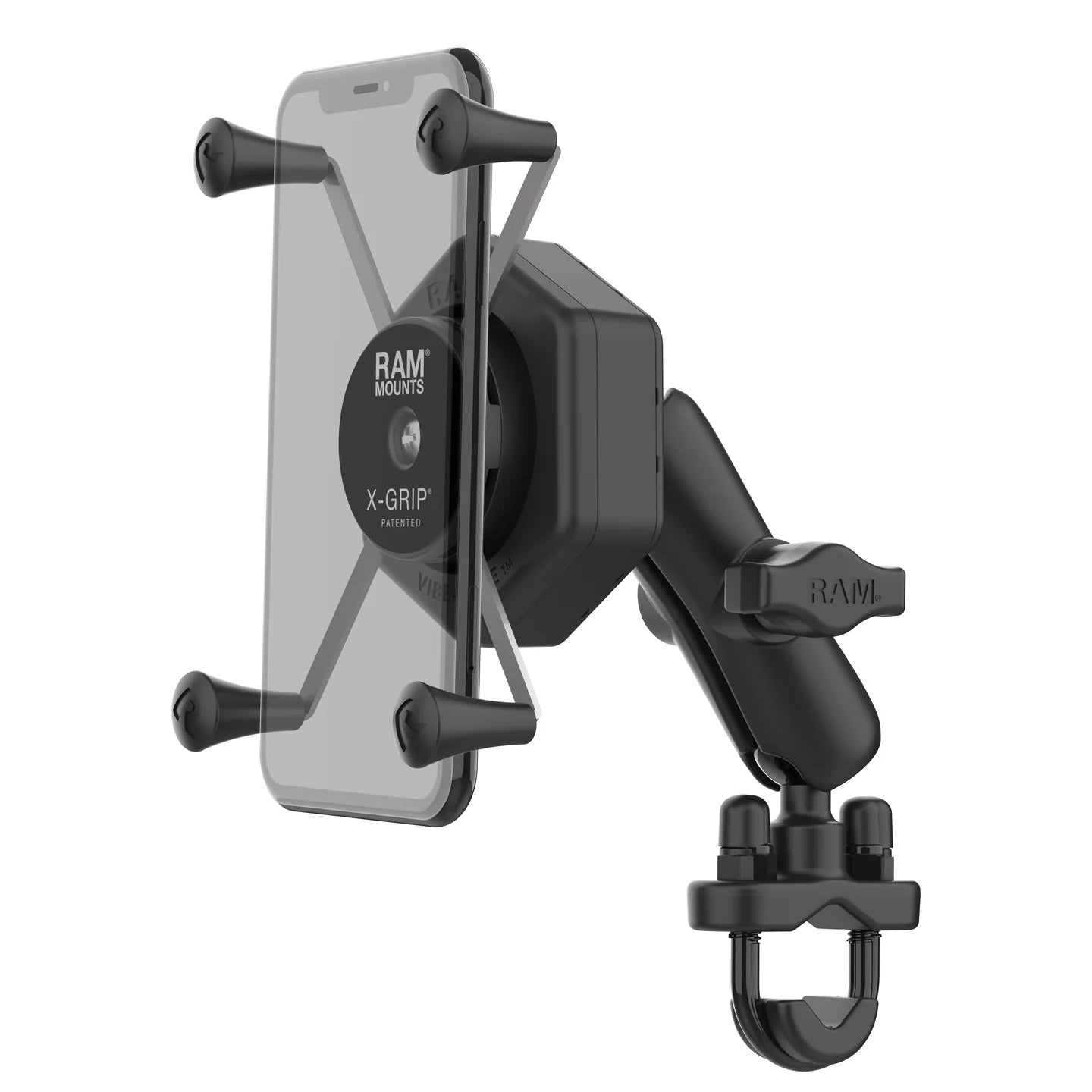 RAM X-Grip Large Phone Mount with Vibe-Safe & Handlebar U-Bolt Base - Medium Arm