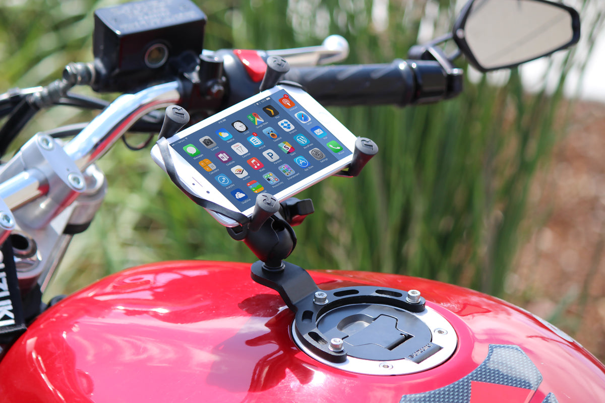 RAM Motorcycle Gas Tank Small Base Mount w/ X-Grip Holder f/ Larger Phones GPS