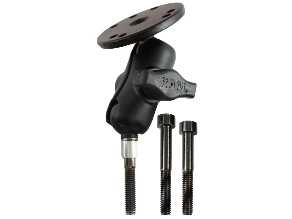RAM Motorcycle Handlebar Clamp Short Mount with M8 Bolts and Round AMPS Plate