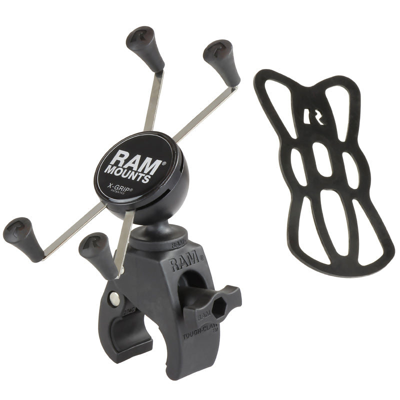 RAM® X-Grip® Large Phone Mount with Tough-Claw™ Snap-Link Clamp – Universal Motorcycle & ATV Phone Holder