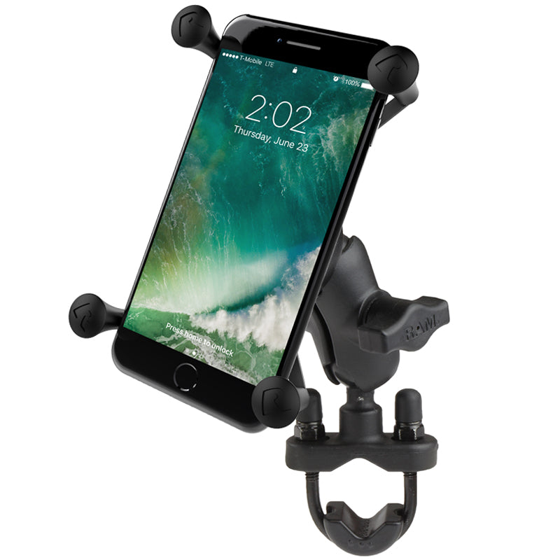 RAM X-Grip Large Phone Mount with Short Arm and Handlebar U-Bolt Base | Rugged Motorcycle Phone Holder