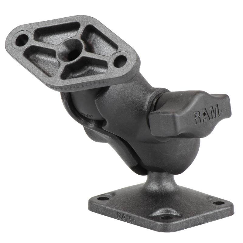 RAM Drill-Down Short Arm 1" Ball Mount with Square & Diamond AMPS Bases