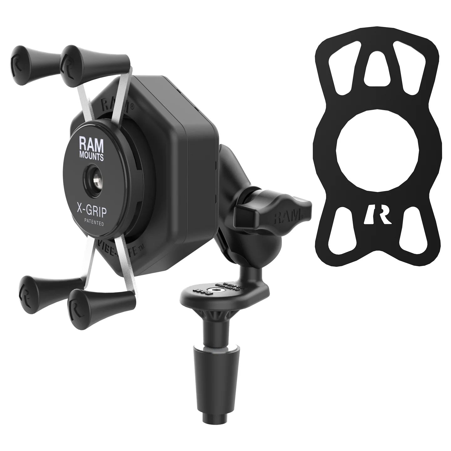 RAM X-Grip Motorcycle Phone Mount with Vibe-Safe Vibration Dampener & Fork Stem Base – Short Arm