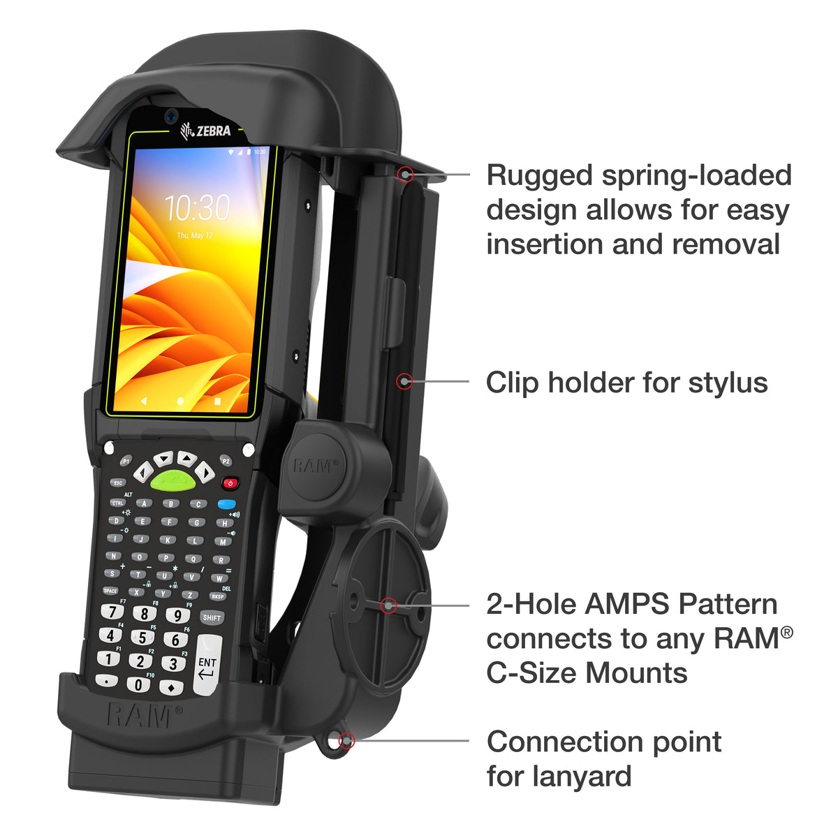 RAM Quick-Draw Spring-Loaded Holder for Zebra MC9400 & MC9300 – RAM-HOL-ZE32U