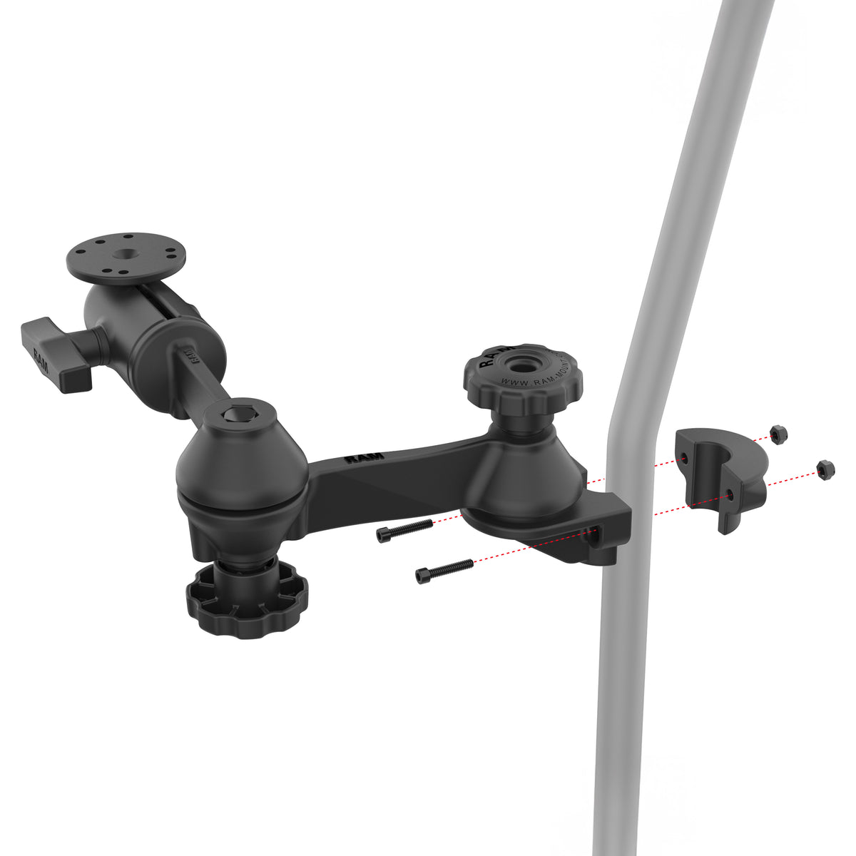 RAM 90-Degree Dual Swing Arm Mount with C Size Ball for Tough-Bar – RAM-TB-471-SW2BU