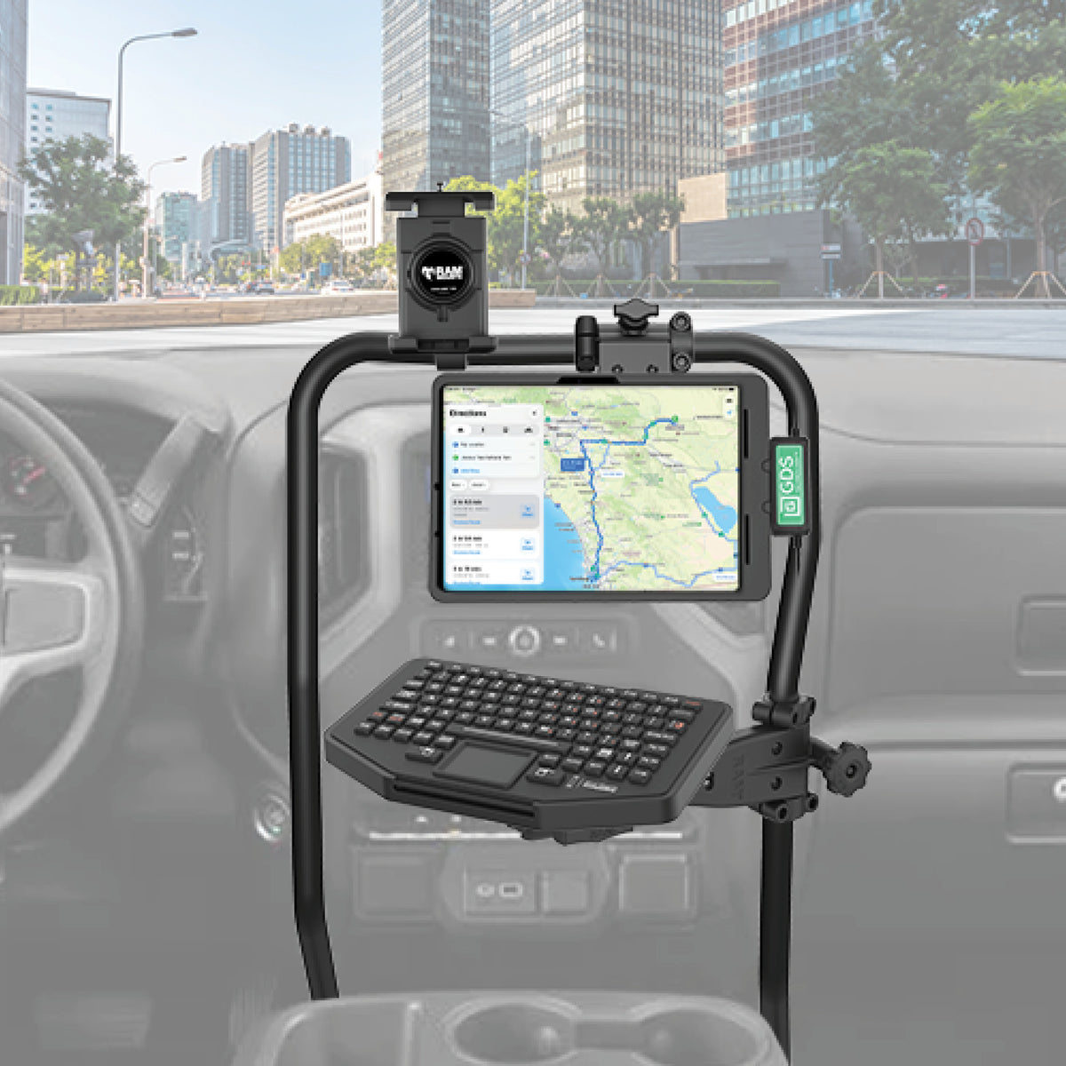 RAM Tough-Bar Vehicle Mounting Base for 2019-2026 Chevrolet Silverado 1500, 2500 & 3500 with Bench Seat & 7"-8" Display – RAM-TB-4