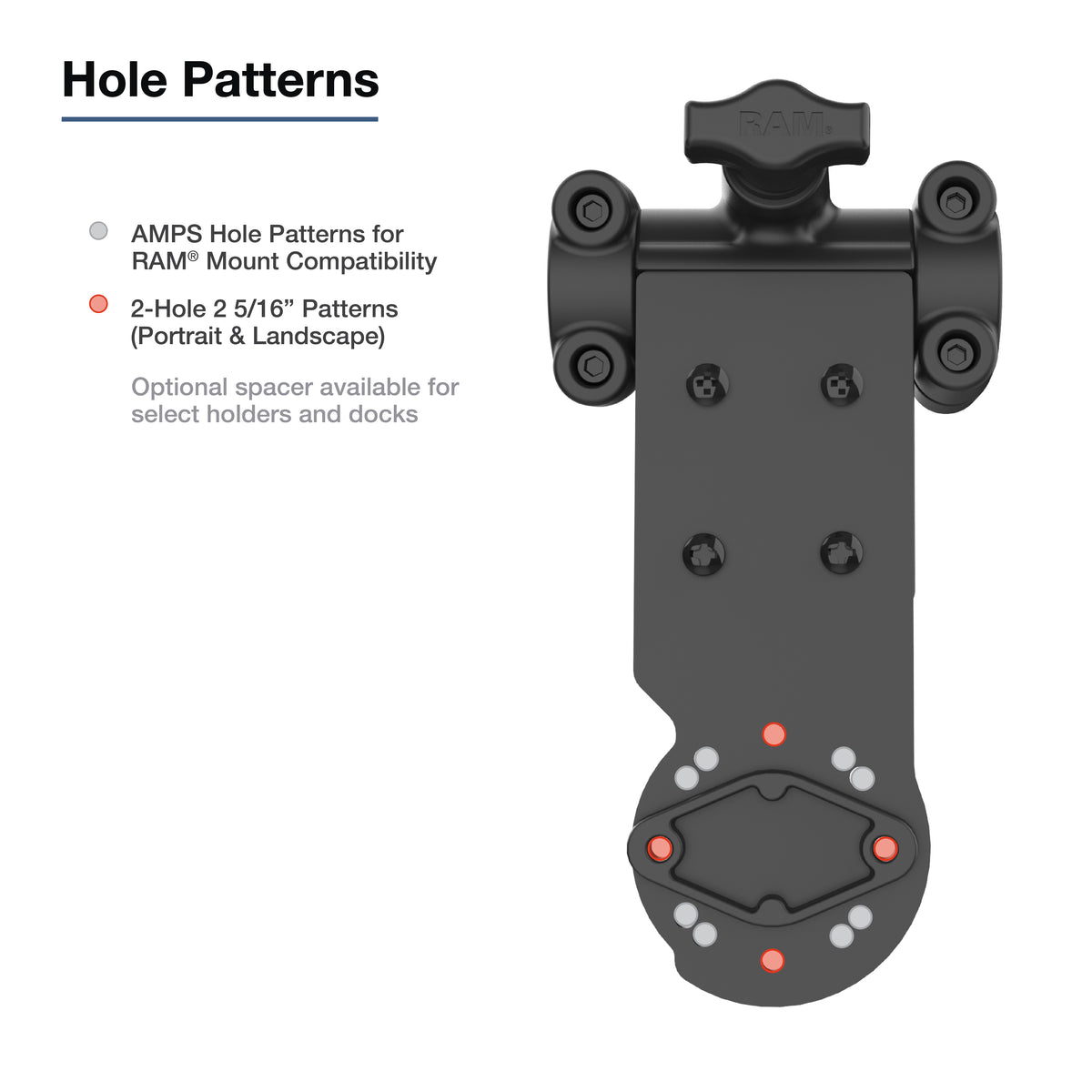 RAM Friction Hinge Mount with AMPS Bracket for Tough-Bar – RAM-TB-FH1-1P1U