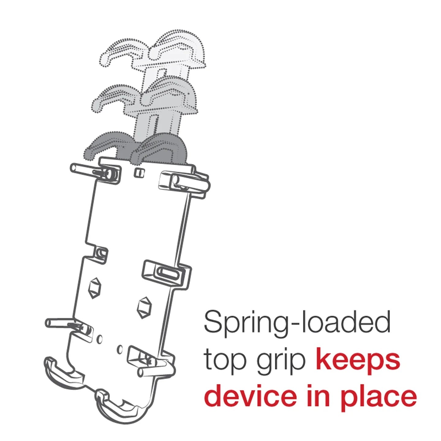 Illustration of a device with a spring-loaded top grip.