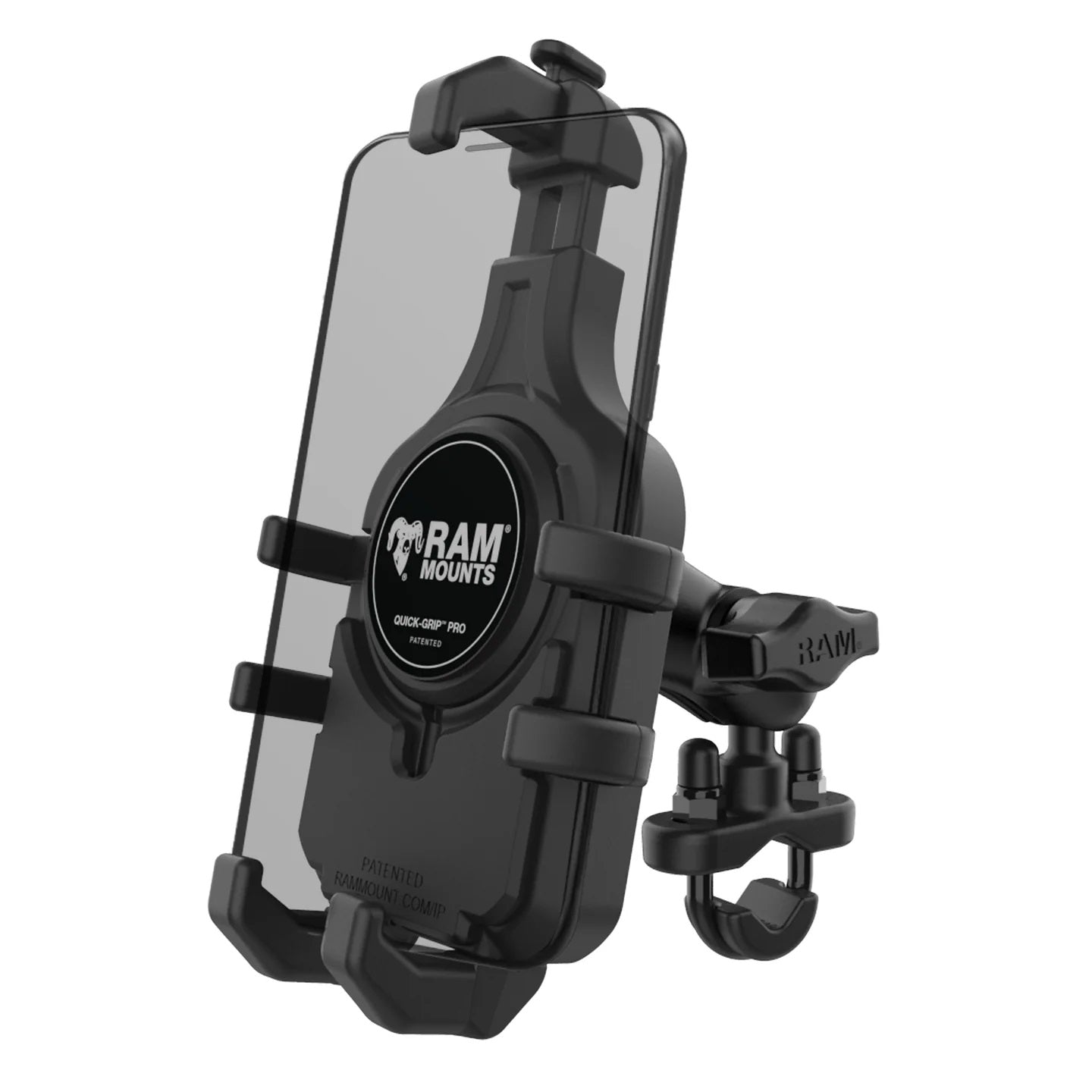 RAM Quick-Grip Pro Motorcycle Phone Mount – MagSafe-Ready Short Arm with Handlebar U-Bolt Base (RAM-B-149Z-A-PD5U)