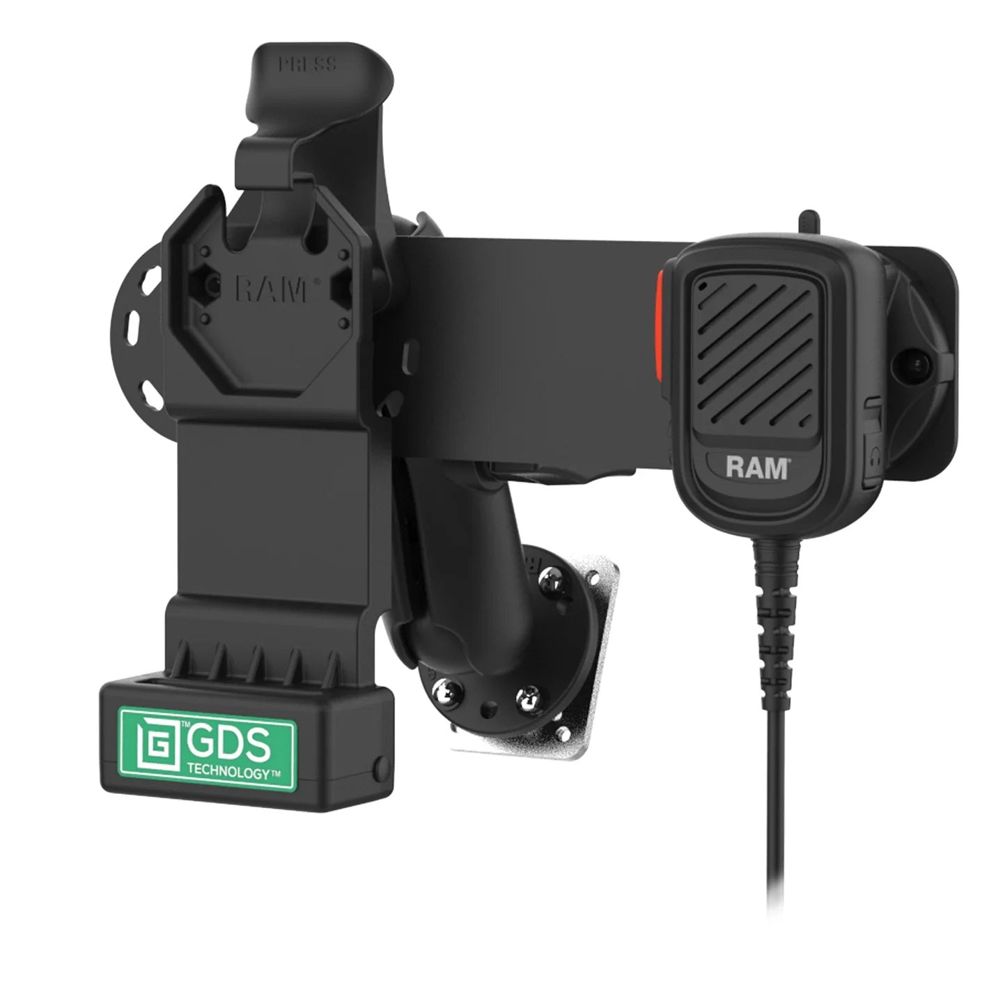 RAM GDS Uni-Conn PTT Remote Speaker Mic Bundle for Kodiak – Rugged PoC Communication Dock System