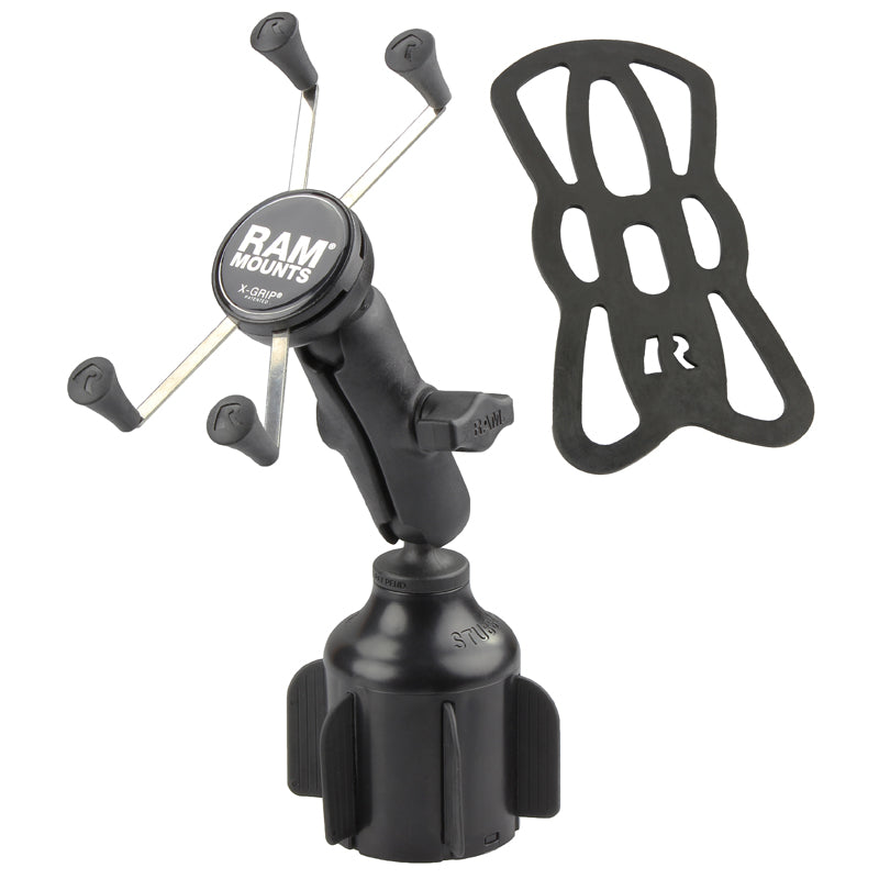 RAM X-Grip Large Phone Holder with Stubby Cup Holder Mount – Universal Vehicle Smartphone Mount