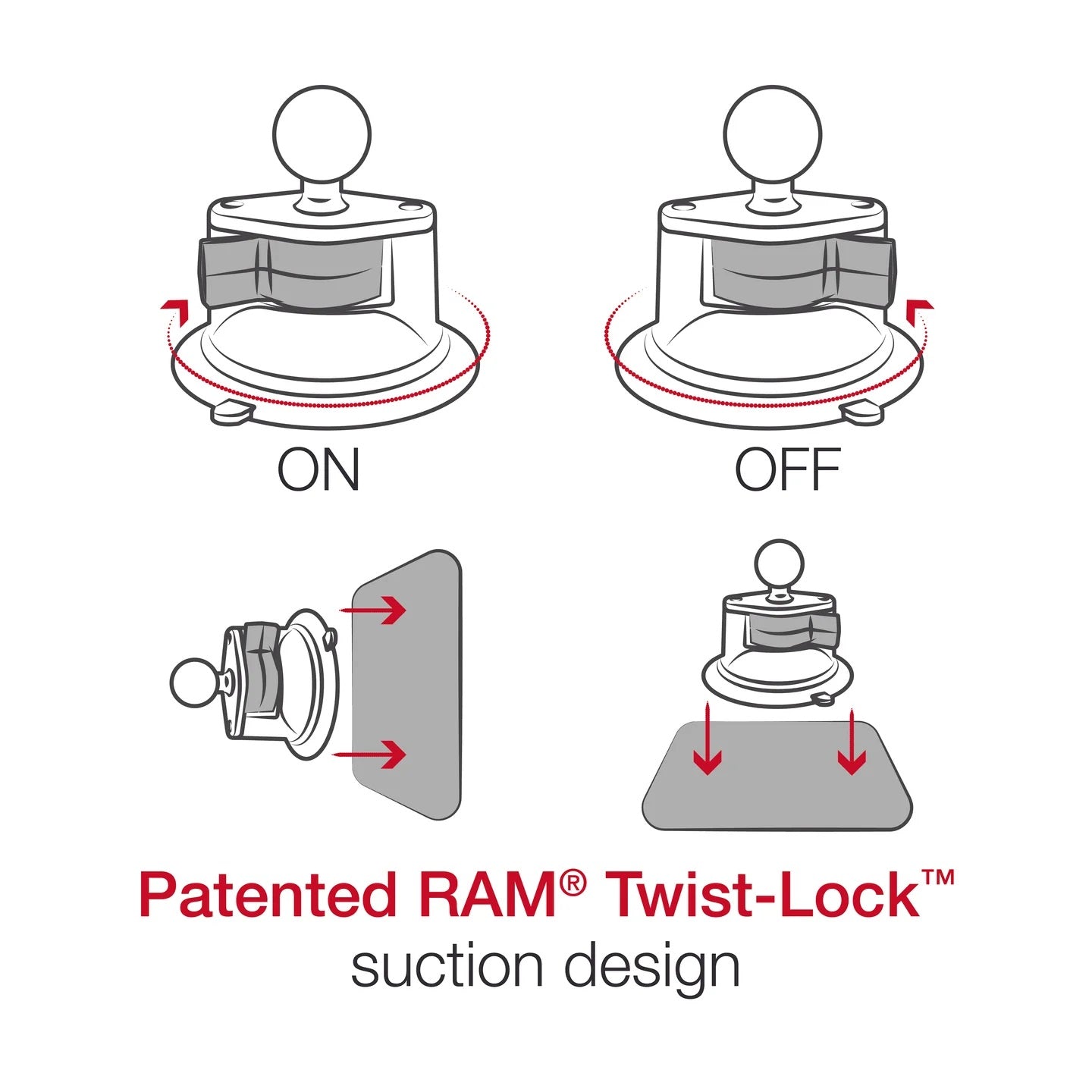 Ultra-Secure Twist-Lock Suction Mount with Heavy-Duty X-Grip Cradle for Large Phones - Medium