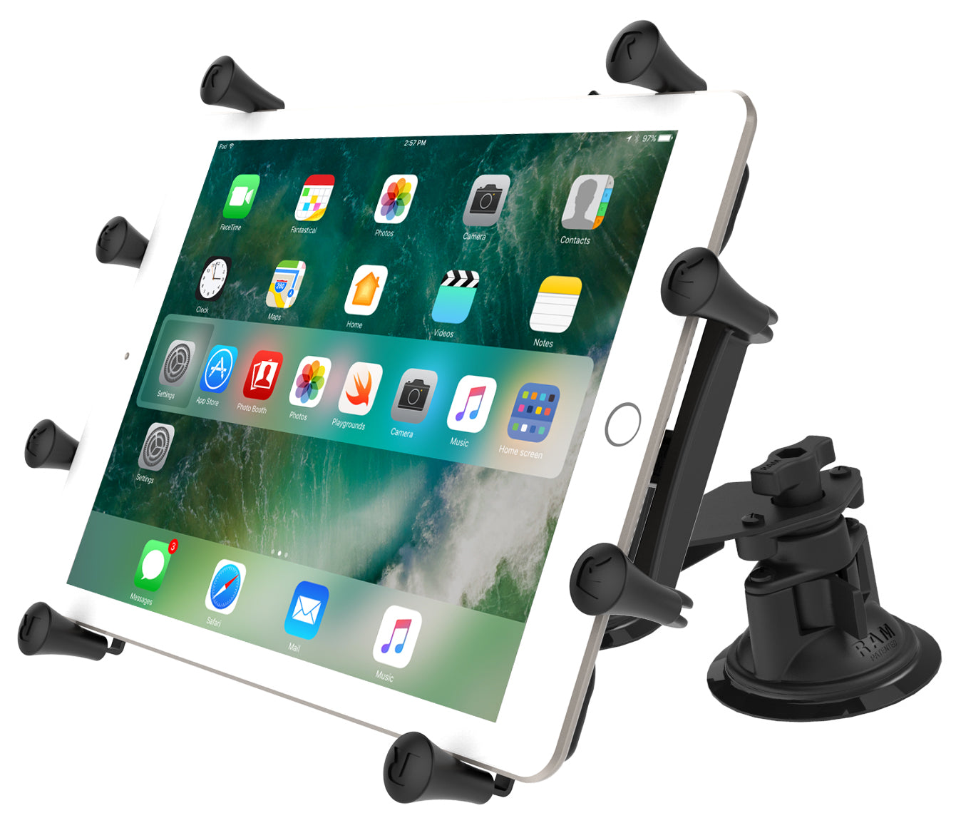 RAM X-Grip 9"–11" Tablet Suction Mount with Twist-Lock Pivot | Heavy-Duty Dual Cup Tablet Holder