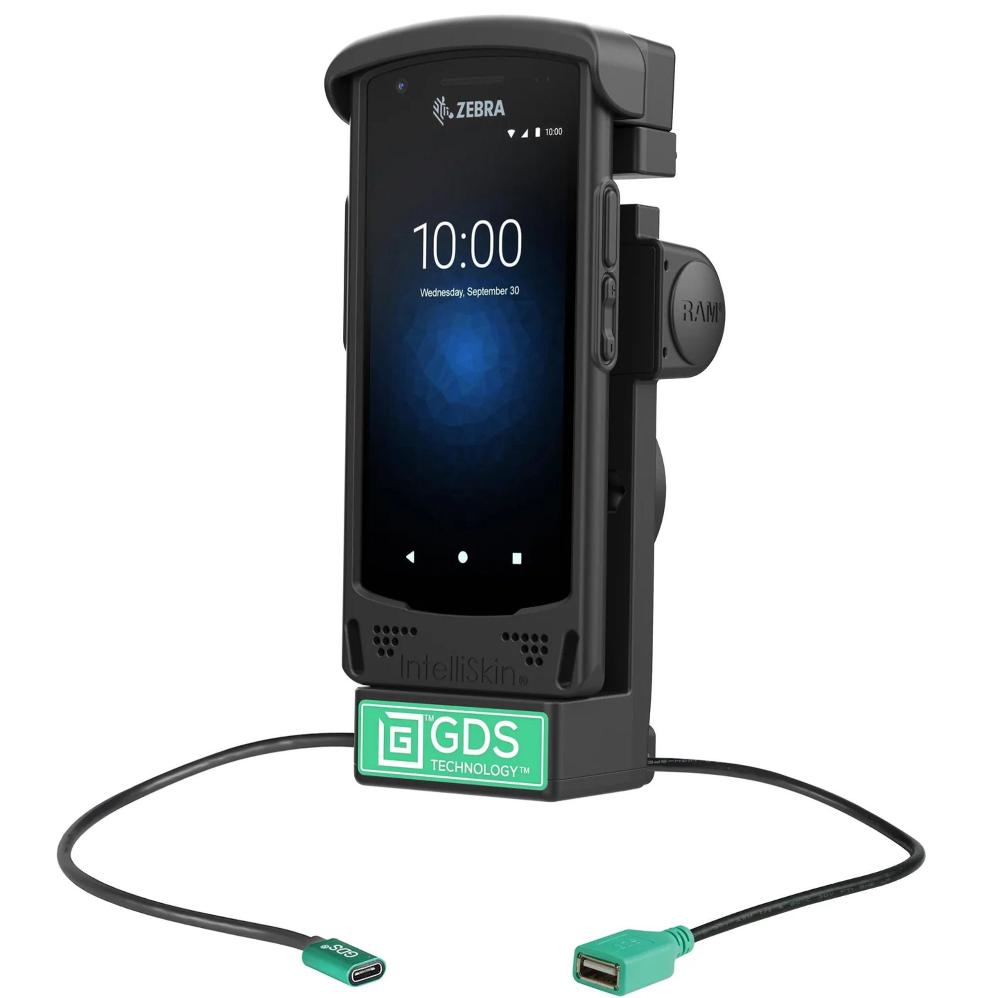 GDS vehicle dock with integrated charging for Zebra handheld device front view