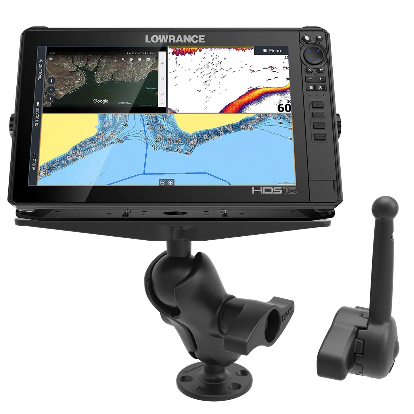 Heavy-Duty RAM Marine Electronics D-Size 2.25" Ball Mount with Hi-Torq Wrench | Rugged Aluminum Mounting System for Large Fishfinders & Marine Displays