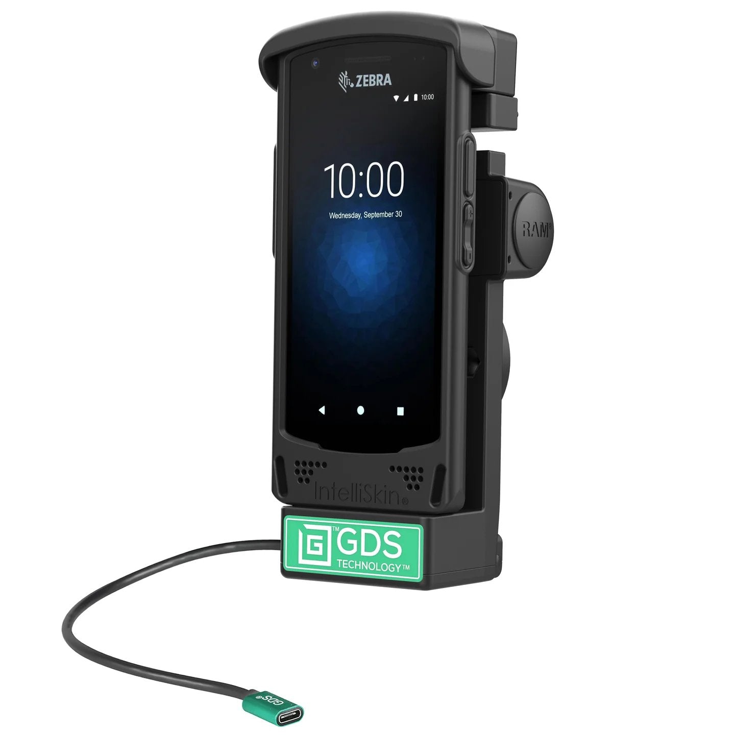 RAM GDS vehicle dock for Zebra ET6x tablet with IntelliSkin charging and RAM Mount ball