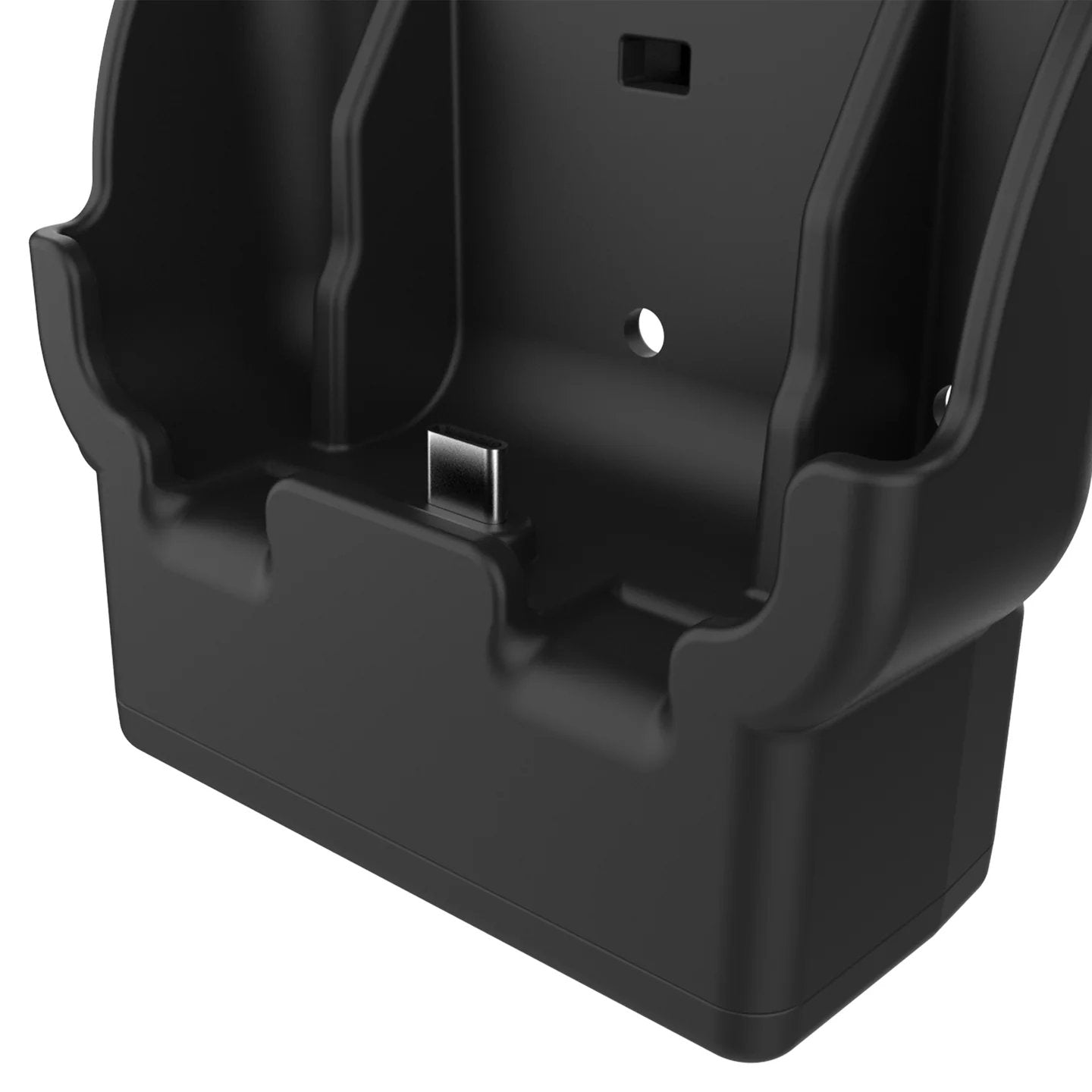 Close-up of RAM powered dock USB-C charging connector