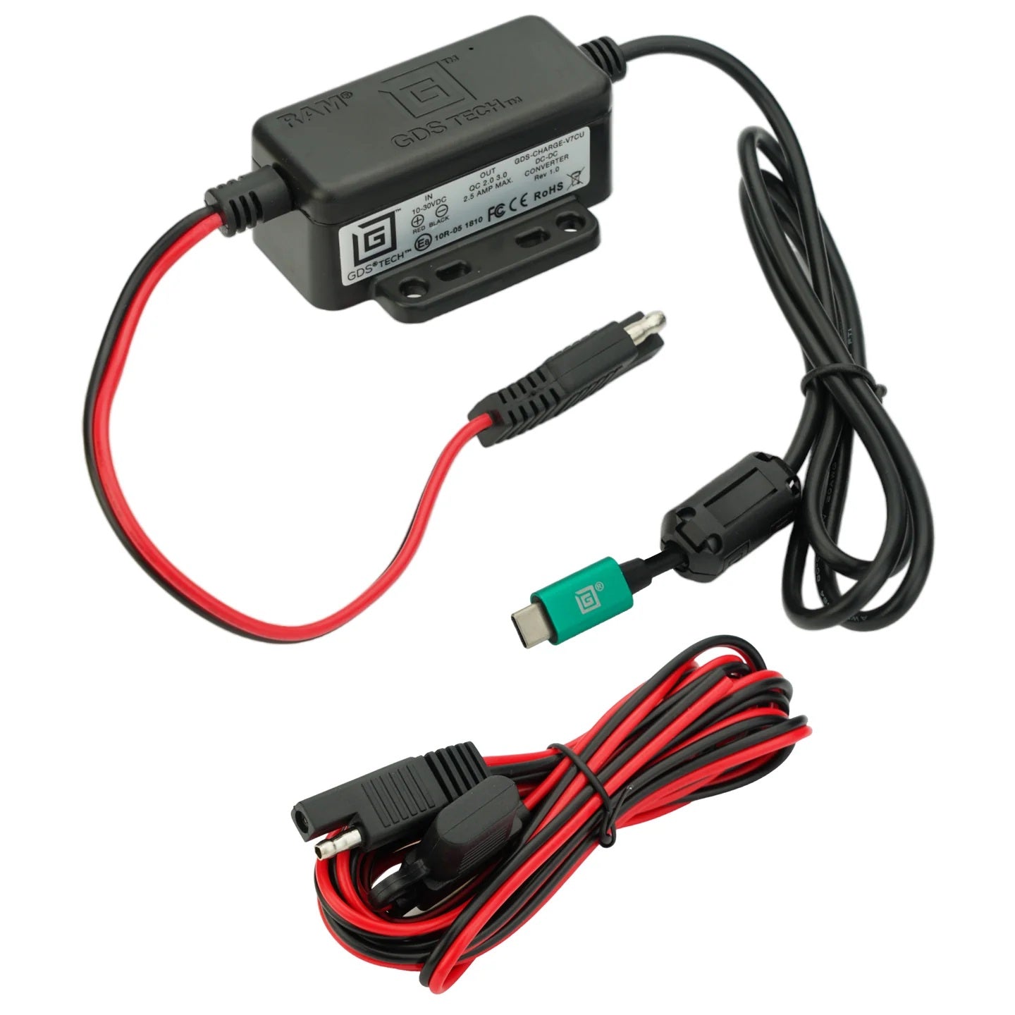 RAM GDS Modular 10-30V Hardwire Charger with Male USB Type-C