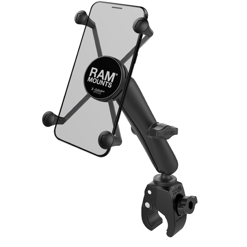 RAM® X-Grip® Large Phone Mount with Tough-Claw™ Small Clamp & Long Arm – Universal Motorcycle, Bike & ATV Phone Holder
