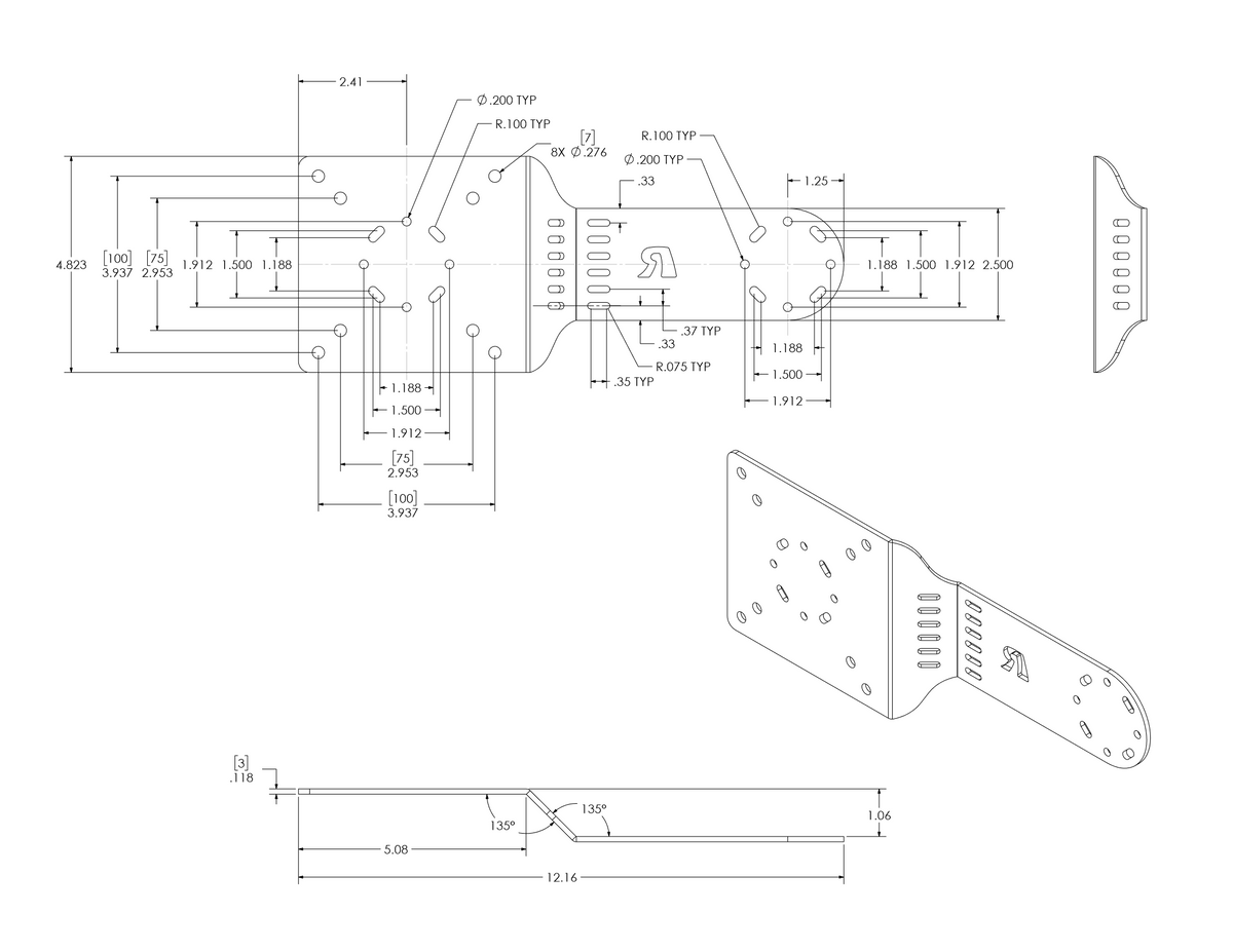 RAM Heavy Duty Long Accessory/Display Bracket - RAM-DIS-103-2AU