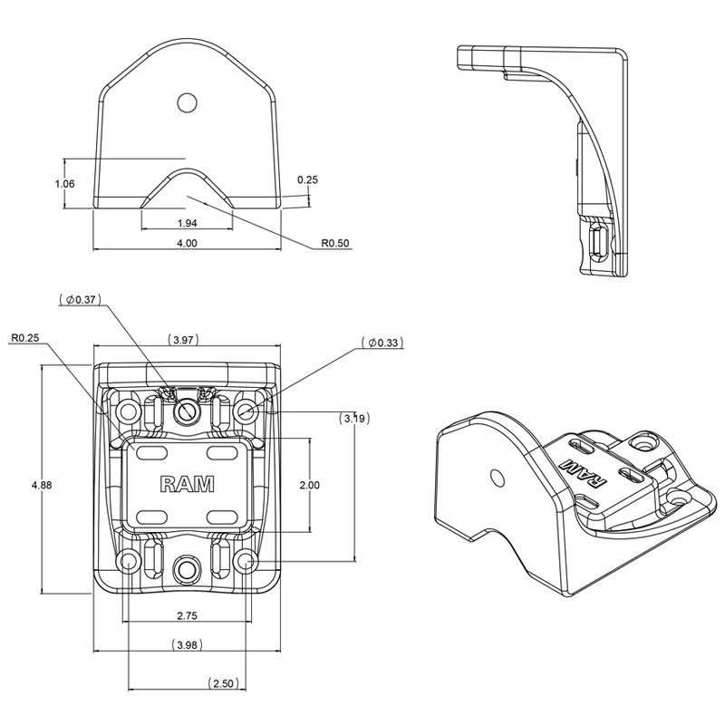 RAM® Vertical 12" Swing Arm Mount with C Size 1.5" Swivel Socket | RAM-109VS-5NBU