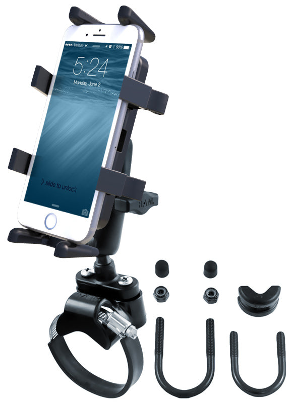 RAM ATV/UTV Rail Mount with Finger Grip Holder for GPS, 2-Way Radio, Smartphone