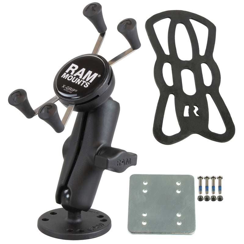 RAM® 1" Ball Drill-Down Mount with X-Grip Phone Holder & Large Steel Backing Plate