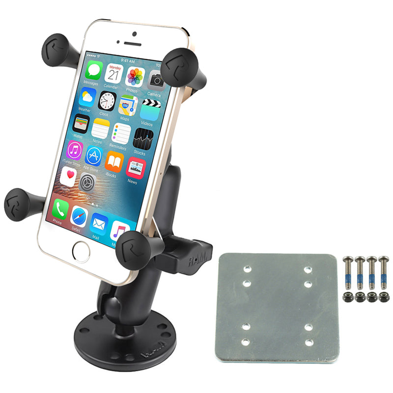 RAM® 1" Ball Drill-Down Mount with X-Grip Phone Holder & Large Steel Backing Plate