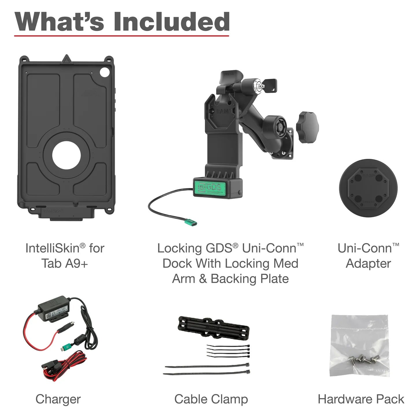 RAM GDS Uni-Conn Locking Vehicle Bundle for Samsung Tab A9+ Tablet